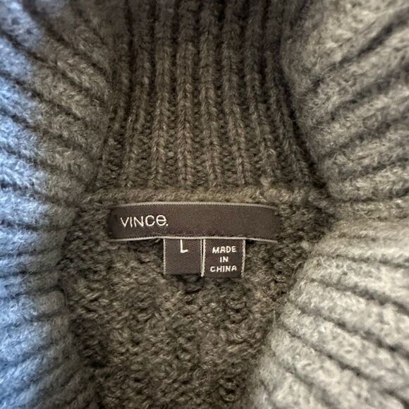 Vince Cableknit Merino Alpaca Wool Blend Turtleneck in Grey Size L - Picture 4 of 5